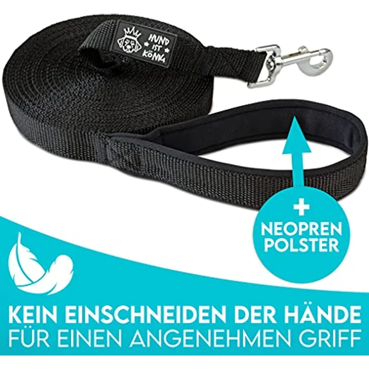 HUND IST KÖNIG® Schleppleine 10m für Hunde - Hundeleine 10m mit Griffpolster - Robuste Hunde Schleppleine, wasserabweisend & schmutzunempfindlich - für erfolgreiches Hundetraining inkl. eBook – Bild 4