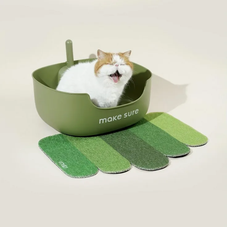purplerain Katzentoilette Makesure – LITE Katzentoilette mit Streuschaufel und Vorlege, 360°-Aussicht und extra dicke Seitenwände, in klassischem Design