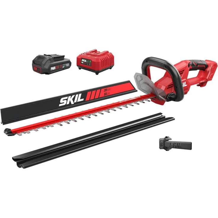 Skil GH1E0440AA, bürstenlose Heckenschere 55 cm, Schnittstärke 20 mm, inkl. 2.0Ah Akku und Ladegerät, Akkubetrieb