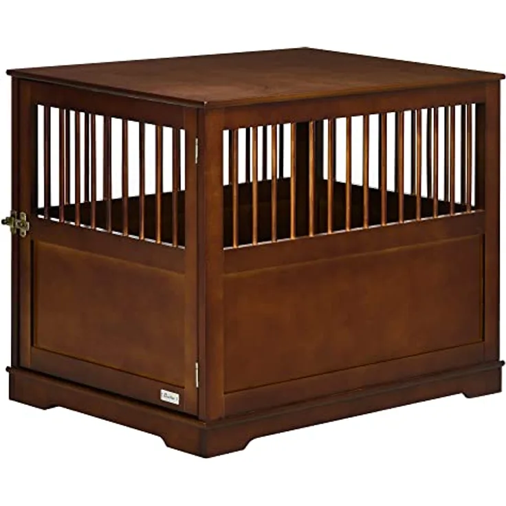 PawHut Hundekäfig, Haustierkäfig, Hundehütte für mittelgroße Hunde, Hundebox Indoor, Tierkäfig mit abschließbarer Tür, Braun, 80,5 x 59,5 x 67,5 cm