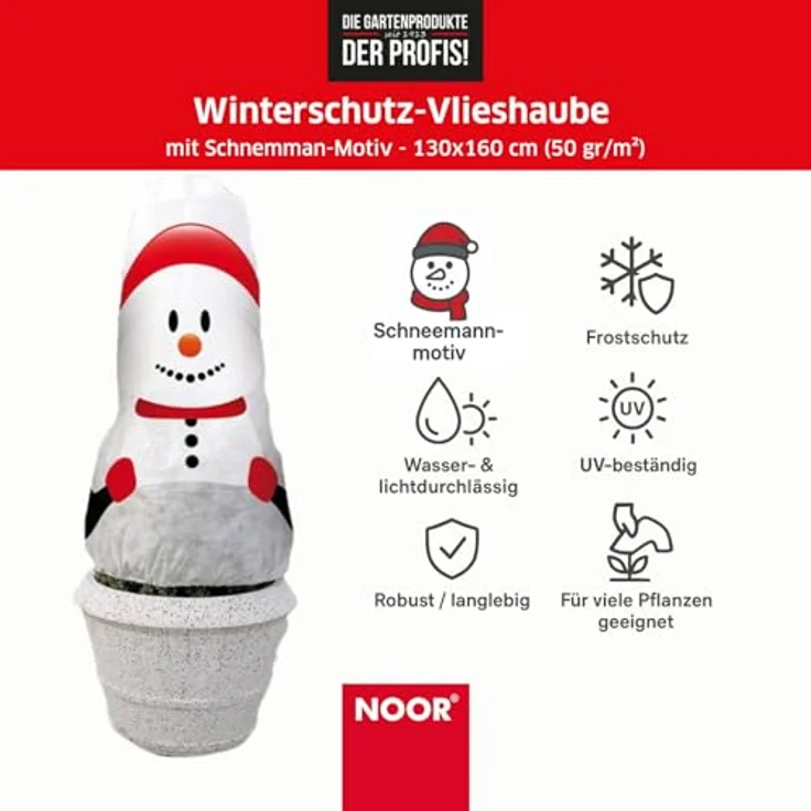 NOOR Winterschutz Vlieshaube Schneemann 130x160cm – Bild 3