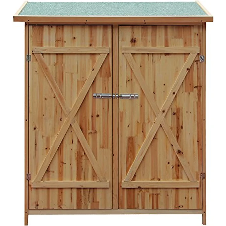 Wiltec Gerätehaus XXL Holz Gartenschrank für Gartengeräte inkl. Montagematerial Gartenhaus zur Aufbewahrung Geräteschuppen Geräteschrank, robustes Holz und Bitumendach, 138 x 65,5 x 160 cm – Bild 3