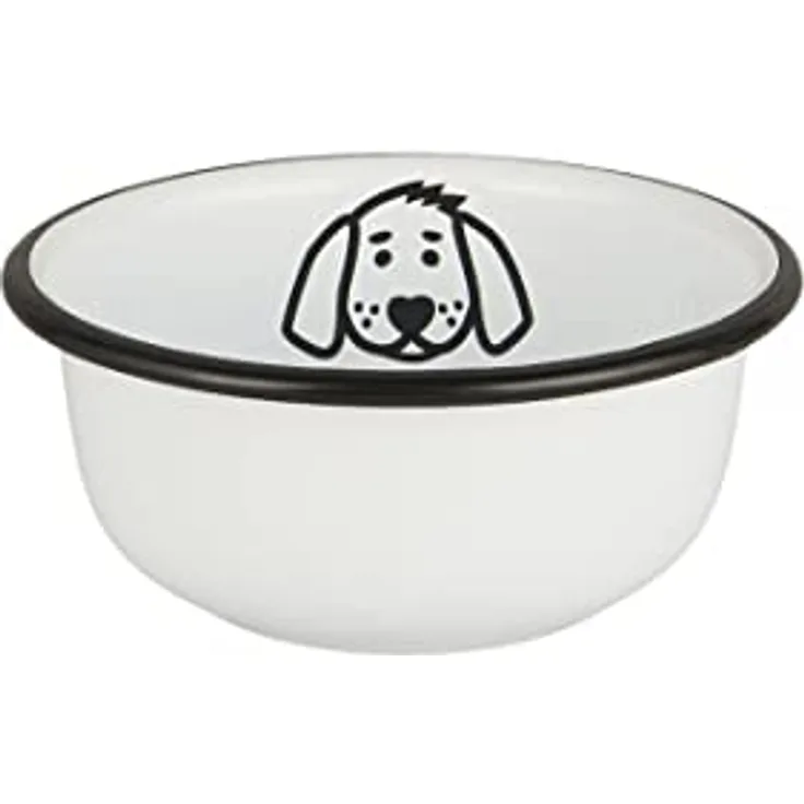 IB Laursen Fressnapf f/Hund Mini Emaille, weiß / schwarz, als Futter- oder Wassernapf geeignet