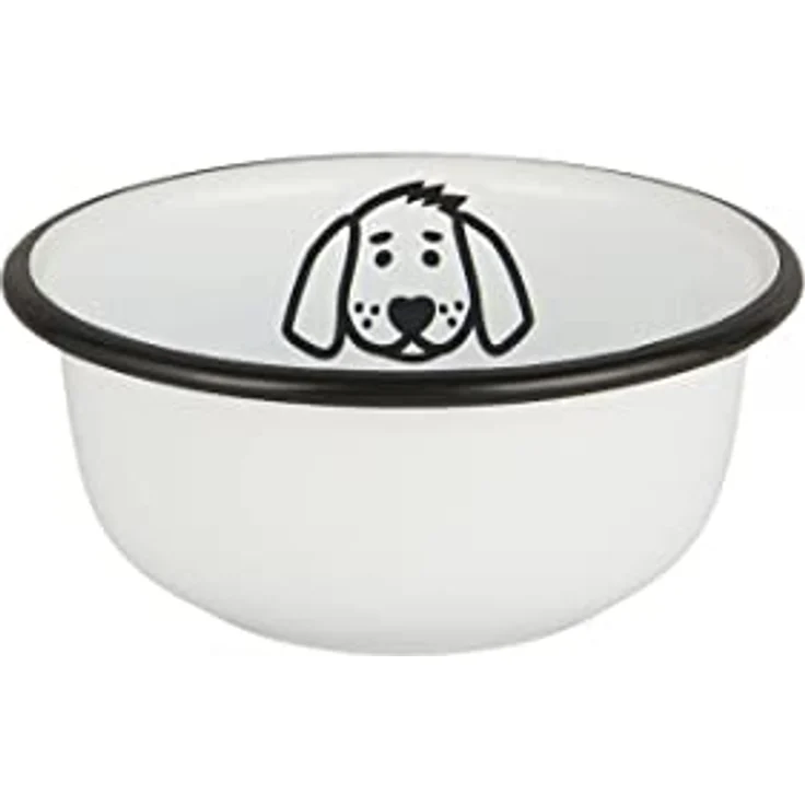 IB Laursen Fressnapf f/Hund Mini Emaille, weiß / schwarz, als Futter- oder Wassernapf geeignet – Bild 1
