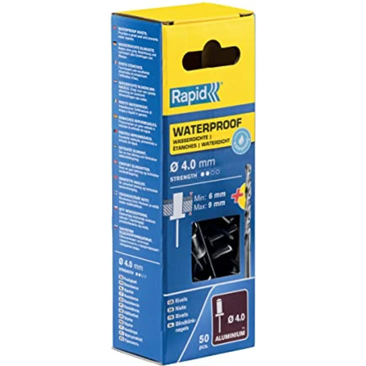 Rapid 5000400 4x12mm Blindniete Wasserdicht 50 Stück Incl. Bohrer, ø4 mm – Bild 3