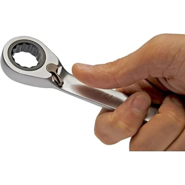 Irimo Wendbarer Drehmomentschlüssel 19 mm, Knarren-Ring-Maulschlüssel mit 15°-Winkel, matt verchromt – Bild 4