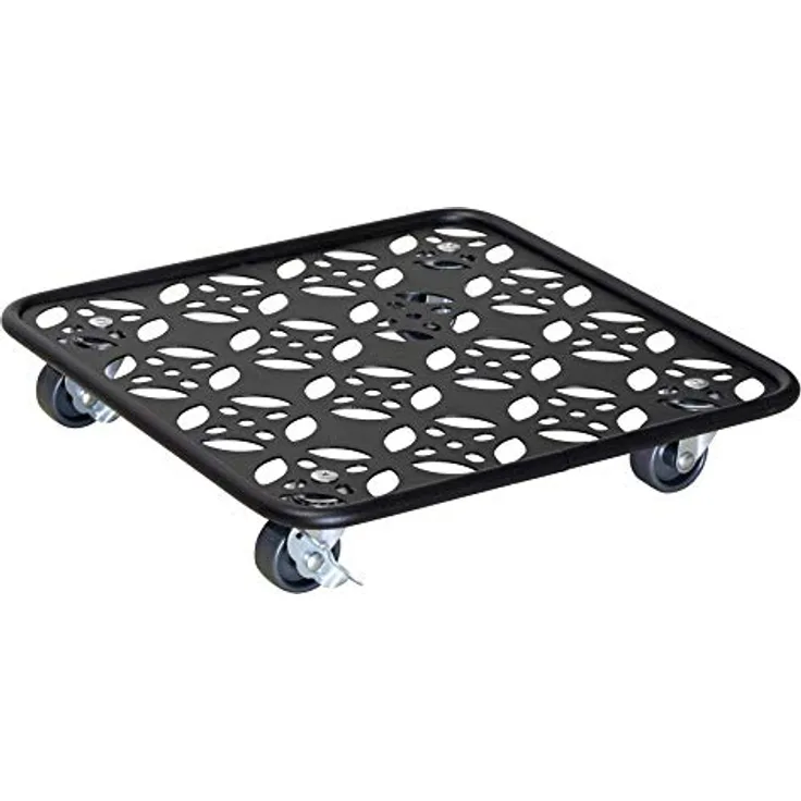 Wagner Pflanzenroller Black Edition 30 x 30 x 5,5 cm I Pflanzenroller für Innenbereich + Außenbereich I Blumenroller aus Stahl, schwarz beschichtet I 2 Feststeller I Tragkraft 60 kg - 20093701