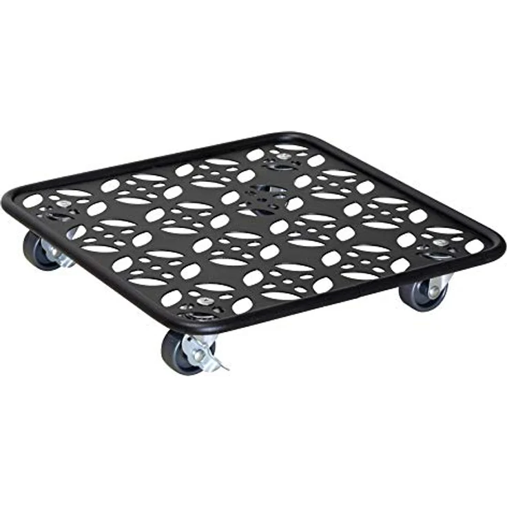 Wagner Pflanzenroller Black Edition 30 x 30 x 5,5 cm I Pflanzenroller für Innenbereich + Außenbereich I Blumenroller aus Stahl, schwarz beschichtet I 2 Feststeller I Tragkraft 60 kg - 20093701 – Bild 1