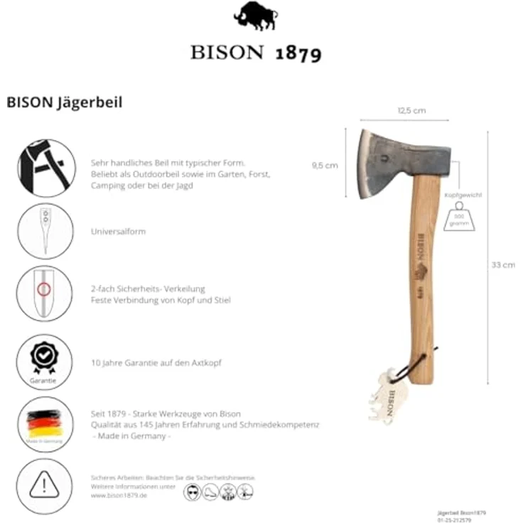 Bison Jägerbeil 1879 500g 500g-HY 330 mm, natur – Bild 8