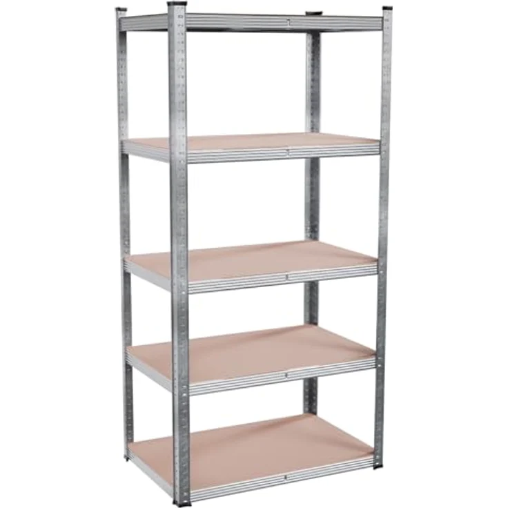 Tronitechnik® Schwerlastregal, Kellerregal, Lagerregal 40 x 90 x 180 cm, 875 kg belastbar, 5 verstellbare Ablagen, silbern – Bild 4
