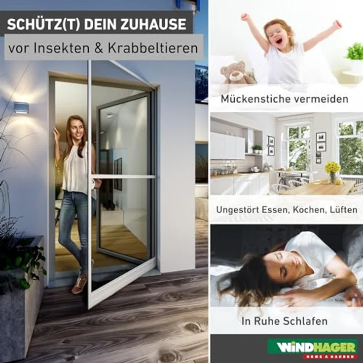 Windhager Insektenschutz Spannrahmen Expert Fliegengitter Alurahmen für Türen, individuell kürzbar, 100 x 210 cm, weiß, 04330 – Bild 3