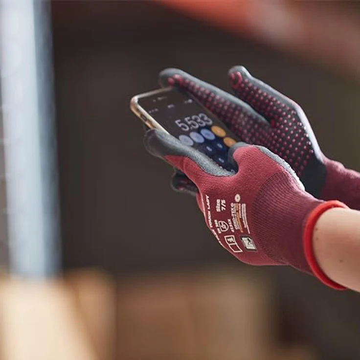 Gebol Arbeitshandschuhe Gebol Handschuh Multi Flex Touch Lady, Touchscreenfunktion, Größe 6/XS, rot/schwarz – Bild 6