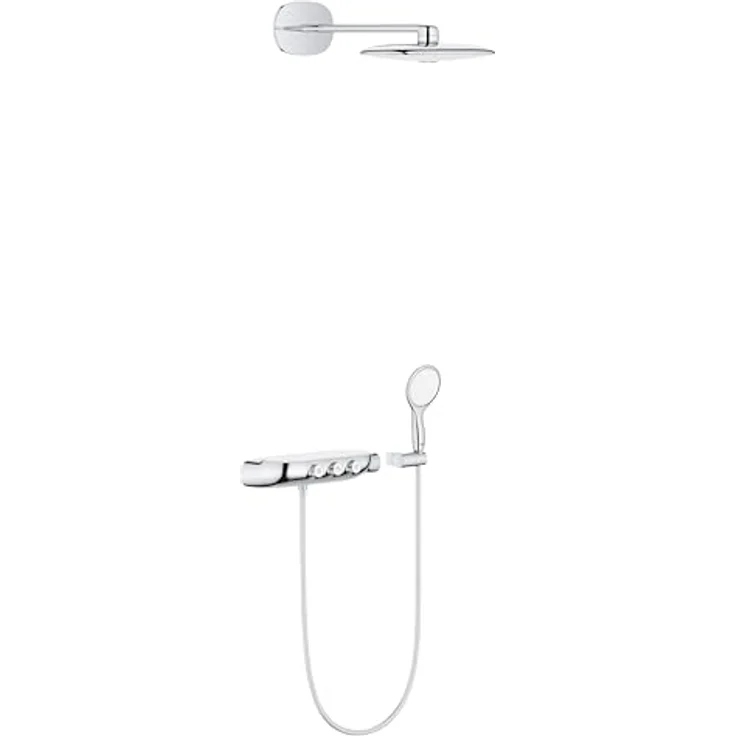 GROHE Rainshower Smartcontrol Duo 360, Duschsystem mit Thermostatbatterie, wassersparend, Verbrühungsschutz, inkl. Duschablage, Antikalk-System, moon white – Bild 1