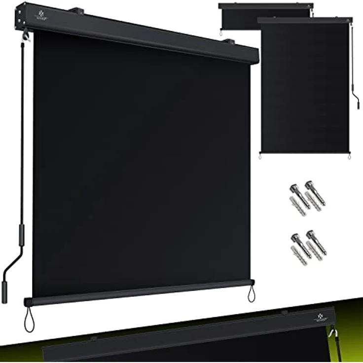 KESSER® Senkrechtmarkise Außenrollo Handkurbelmechanismus Balkonrollo Sonnen-und Sichtschutz, Beschattung Sonnenschutz Außen Rollo mit Kurbel Markisenkasten, Balkon und Terrasse, 180 x 250cm Anthrazit – Bild 1