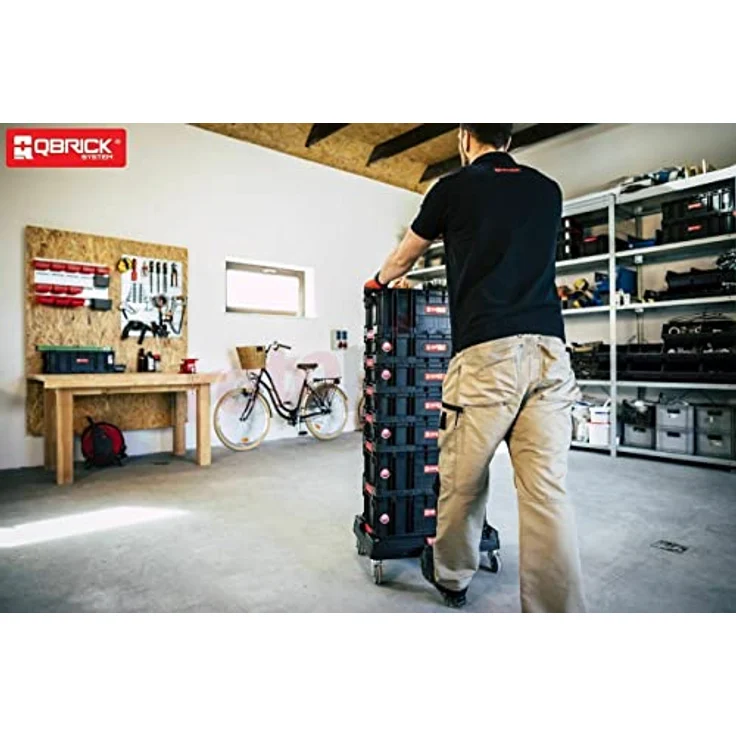 Qbrick SYSTEMS TWO Transportwagen, Transportplattform 595 x 395 x 175 mm, max. Tragkraft 100 kg, schwarz – Bild 8