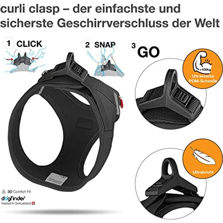 Curli Vest Harness Clasp Air-Mesh, PN2805, Schwarz, XL – Bild 3
