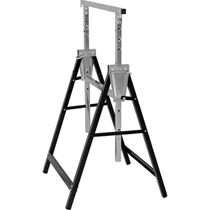 Meister Metallbock 200 kg - Klappbar - Teleskop-Arbeitsbock mit 7-stufiger Höhenverstellung und Rasthaken - verstellbare Arbeitshöhe 800 - 1300 mm - Metall - silber/schwarz – Bild 3