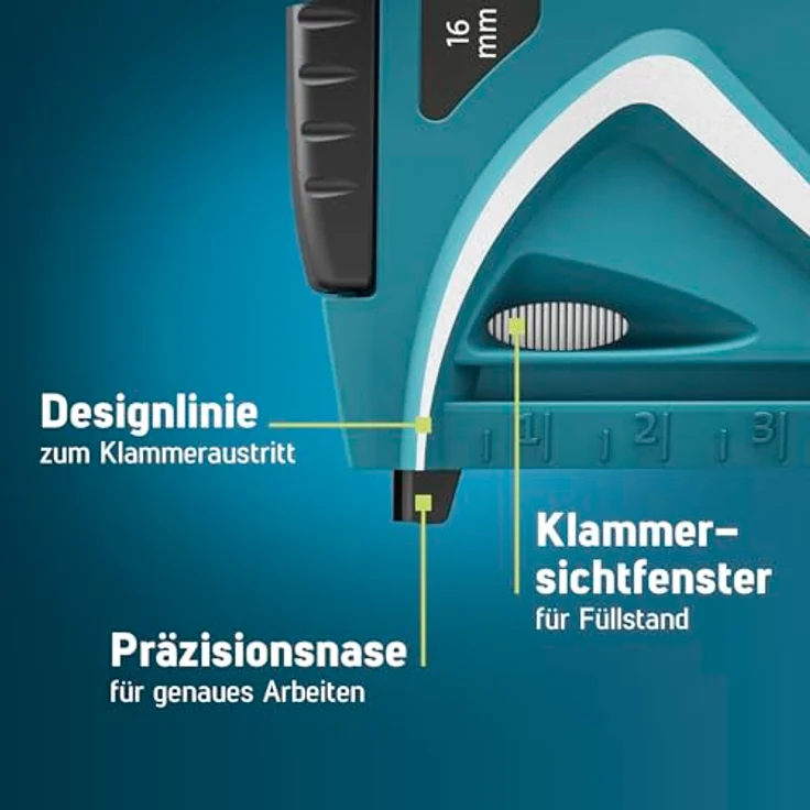 NOVUS Nagler Novus Tools J-29 030-0460 Handtacker Klammerntyp Typ 53F, Typ 53, Typ - Profi-Tacker mit Metall-Gehäuse, Feindraht- und Flachdrahtklammern, 16 mm Nägel, inkl. 1800 Feindrahtklammern A, Ergonomischer Softgrip-Hebel, Blau – Bild 4