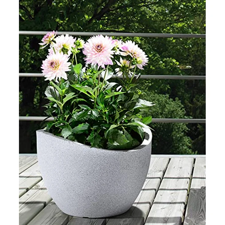 Scheurich Wave Globe 30, Pflanzgefäß/Blumentopf/Pflanzkübel, rund, Farbe: Stony Grey, hergestellt mit recyceltem Kunststoff, 10 Jahre Garantie, für den Außenbereich – Bild 4