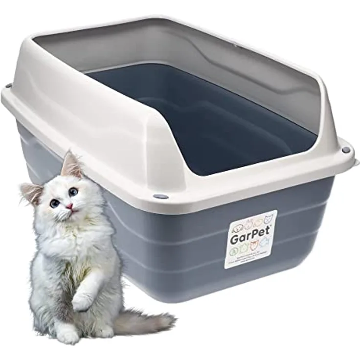 GarPet XXL Extra hohe Katzentoilette offene Katzenklo mit hohem Rand Jumbo Schalentoilette groß ohne Deckel hygenisch Katzen WC