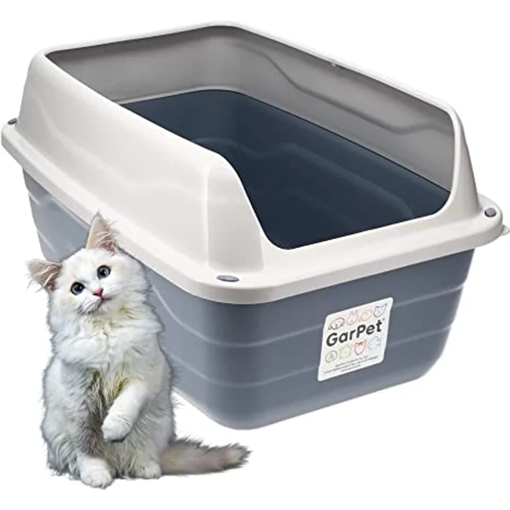 GarPet XXL Extra hohe Katzentoilette offene Katzenklo mit hohem Rand Jumbo Schalentoilette groß ohne Deckel hygenisch Katzen WC – Bild 1