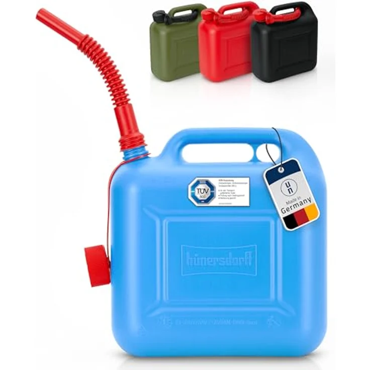 hünersdorff Kraftstoff-Kanister STANDARD 10l für Benzin, Diesel und andere Gefahrgüter, UN-Zulassung, made in Germany, -geprüfter Produktion, blau – Bild 3