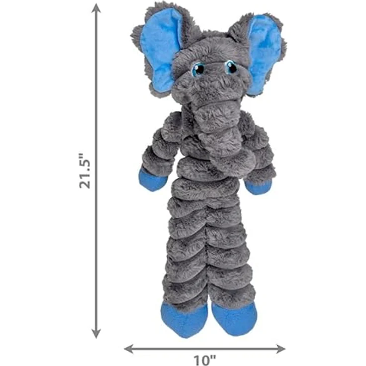 KONG Shakers Crumples Elephant, Jumbo-Plüschspielzeug mit Grunzgeräusch und knisternden Armen, grau – Bild 3