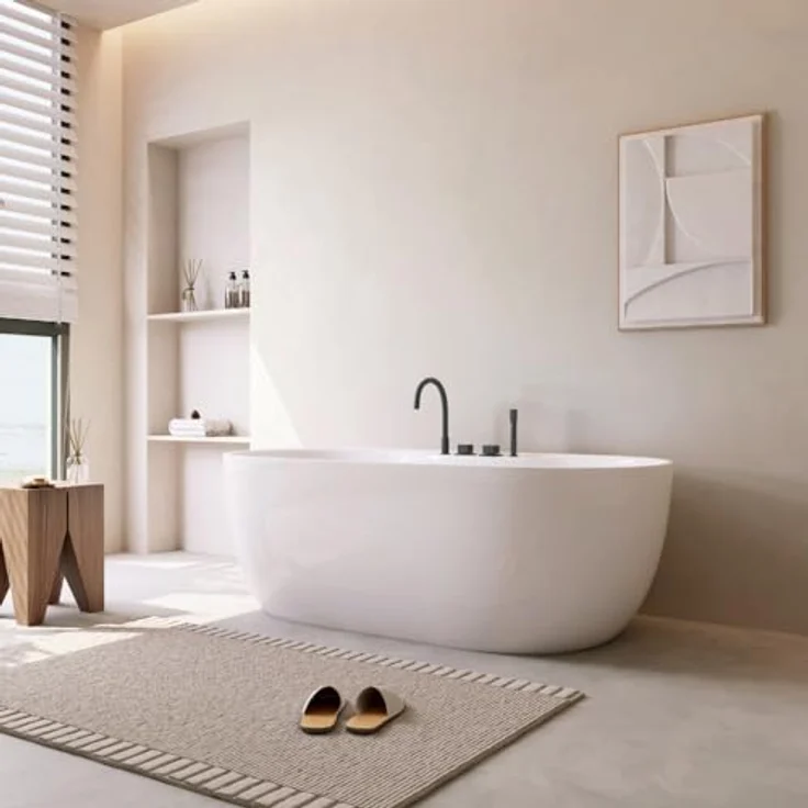 HOME DELUXE - freistehende Badewanne - LENI - Weiß, mit schwarzer Armatur - Maße: ca. 170 x 80 x 58 cm - Füllmenge: 235 Liter, inkl. Überlaufschutz, Siphon und Verschluss I Spa, für 2 Personen – Bild 4