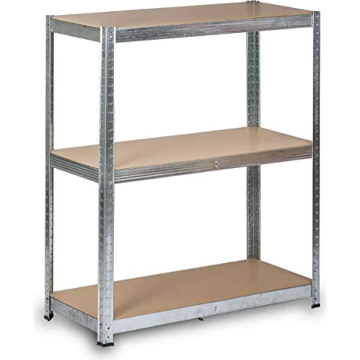 Humberg HR-814 Kellerregal, Schwerlastregal mit Stahlgestell, bis 900 kg belastbar, 6 MDF-Regalböden, 222 x 90 x 40 cm, Silber – Bild 5