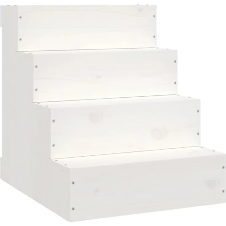 vidaXL Haustiertreppe aus Massivem Kiefernholz, Weiß, 40 x 49 x 47 cm – Bild 1
