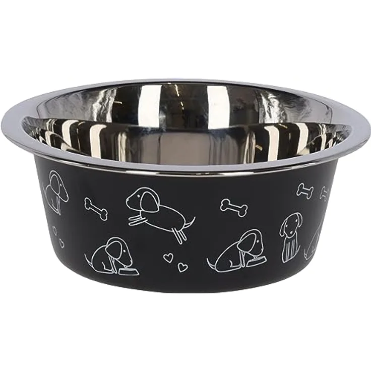 Edelstahlnapf ca. 900ml, schwarz mit Motiv