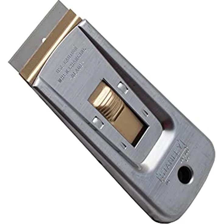 Stanley Professioneller Glasschaber robuster Halter aus rostfreiem Edelstahl, fixierbare Klinge, 1 Stück 0-28-500 4 cm Breite, Bodenreinigung, Oberflächenreinigung