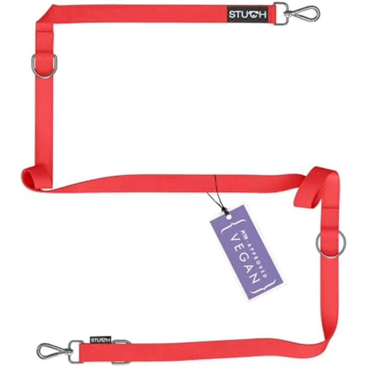 STUCH Hundeleine 7 in 1, Robuste multifunktionale längenverstellbare Führleine für kleine, mittlere und große Hunde, rot, Größe S (1,5 cm x 200 cm)