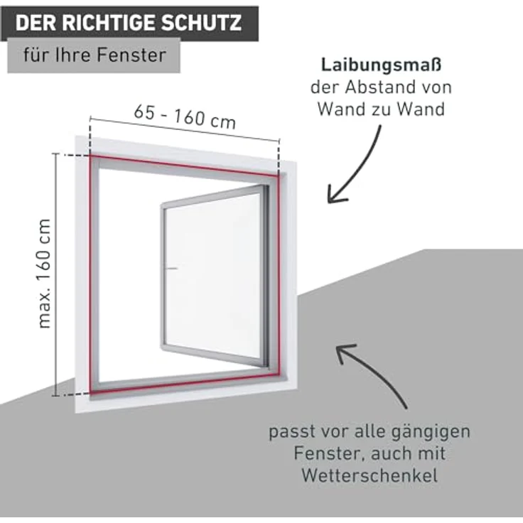 Windhager Insektenschutzrollo PLUS, transparent, Klemm- oder Schraubmontage, BxH: 160x160 cm, reißfestes Fiberglasgewebe mit Anti-Windbürste – Bild 4