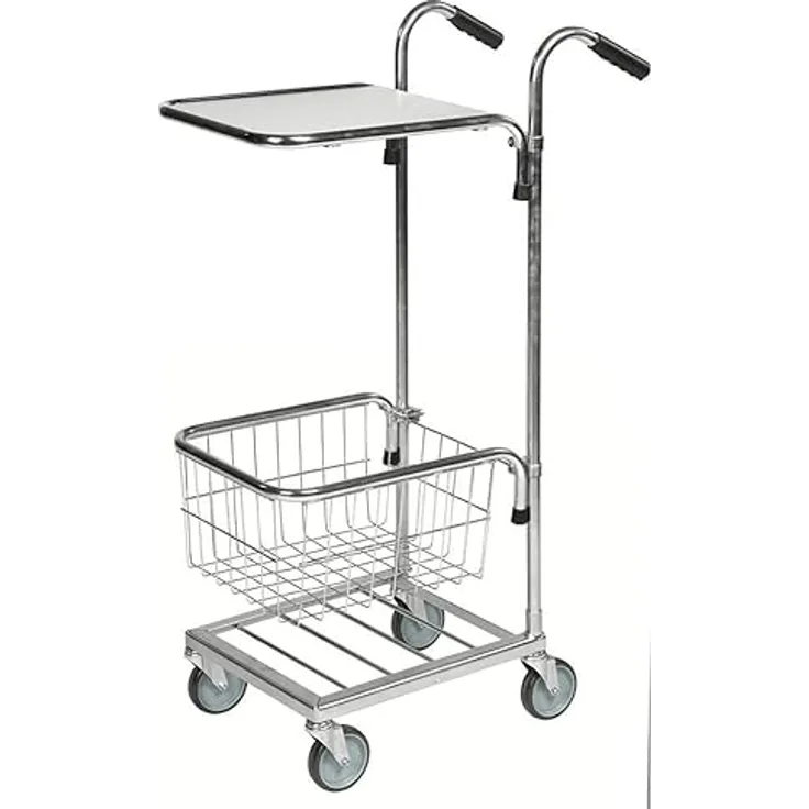 Oswald Mini-Transportwagen, 660 x 385 x 1.090 mm, mit Korb und Boden, Traglast 35 kg, verzinkt