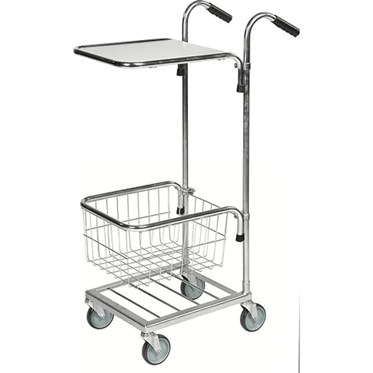 Oswald Mini-Transportwagen, 660 x 385 x 1.090 mm, mit Korb und Boden, Traglast 35 kg, verzinkt – Bild 1