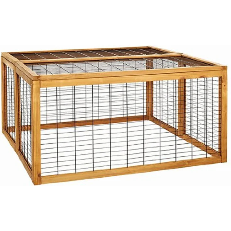 Dehner Freilaufgehege Rolf mit aufklappbarem Dach, ca. 116 x 116 x 58 cm, Holz – Bild 1