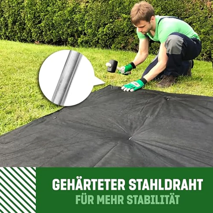 GardenGloss Anti-Rost Erdanker aus Stahl, stabile Bodenanker (50 Stück) für Unkrautvlies, Zaun & Camping, 150 mm lang, Ø 3 mm, U-Form mit scharf angespitzten Enden – Bild 5
