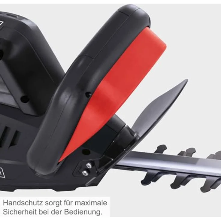 Scheppach Elektro-Heckenschere EHT610, 600 W, leistungsstarke Heckenschere mit 600 Watt Motor und drehbarem Handgriff, rot – Bild 4