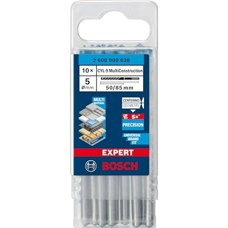 Bosch Professional Expert CYL-9 MultiConstruction Bohrer, 10-tlg. Set, d 5 mm, für präzise Bohrungen in Beton, Holz, Metall und Keramik – Bild 2
