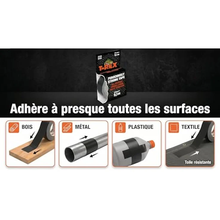 T-Rex T-REX Tape Mini-Rolle extra starkes Gewebeband 25 mm x 9,1 m – Bild 7