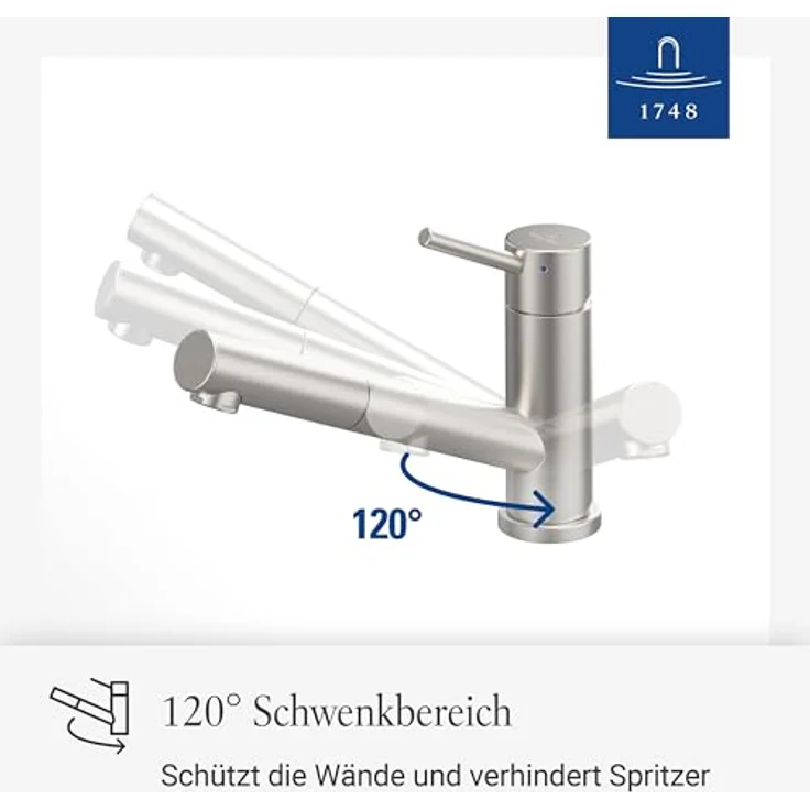 Villeroy & Boch Como Shower, Hochdruck-Küchenarmatur mit ausziehbarer Brause, flexibler Brauseschlauch, wassersparend, Edelstahl massiv mit Anschlussschlauch & Befestigungssatz – Bild 3