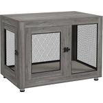 PawHut Hundekäfig für Zuhause, Hundebox mit 2 Türen, Waschbarem Kissen, Verstellbaren Füßen, für große Hunde bis 30 kg, Grau, 94 x 60 x 71,5 cm