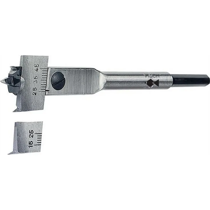 Fisch Zentrumbohrer Type 0500, Forstnerbohrer mit verstellbarem Bohr-Ø 22 - 76 mm, gehärtet und poliert