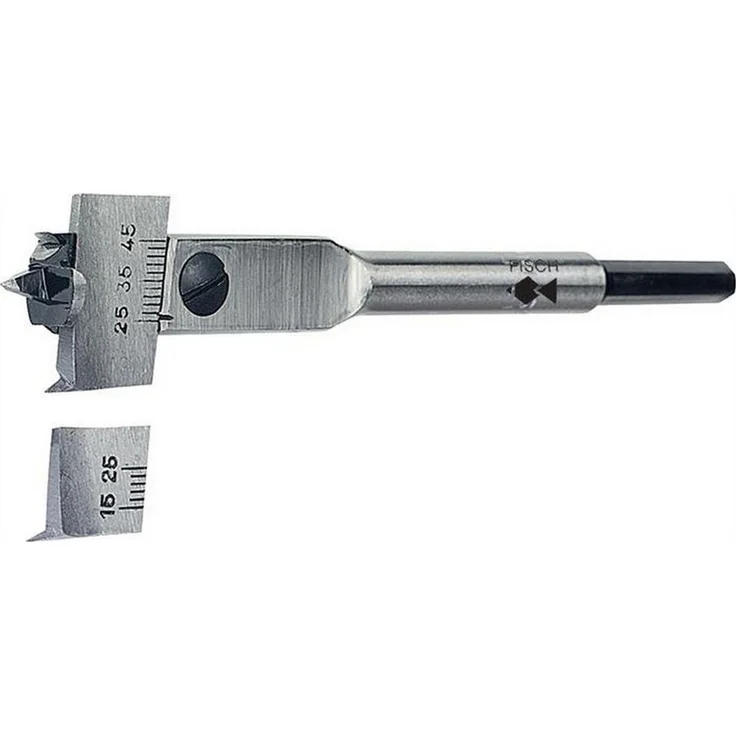 Fisch Zentrumbohrer Type 0500, Forstnerbohrer mit verstellbarem Bohr-Ø 22 - 76 mm, gehärtet und poliert