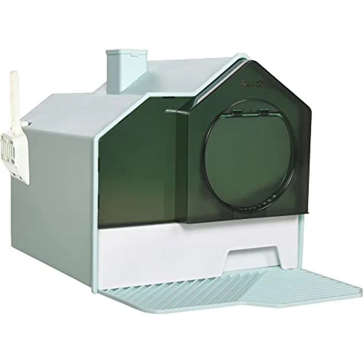 PawHut Katzentoilette Katzenklo mit Bodenwanne, Schaufel, Filter, Toilette mit Haube für Katzen bis 8 kg, ABS, Kunststoff, Hellblau 47 x 45 x 42 cm – Bild 1