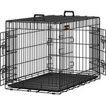 Feandrea Hundekäfig, klappbar, mit 2 Türen, ausziehbare Kunststoffschale, 92,5 x 57,5 x 64 cm, L, schwarz PPD36H