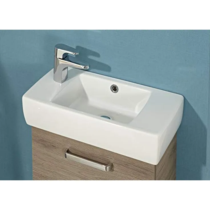 Pelipal Waschtischunterschrank Quickset 313 mit Keramik-Waschtisch in San Remo eiche terra Quer Nachbildung, 45 cm breit | Waschplatz mit 1 Tür