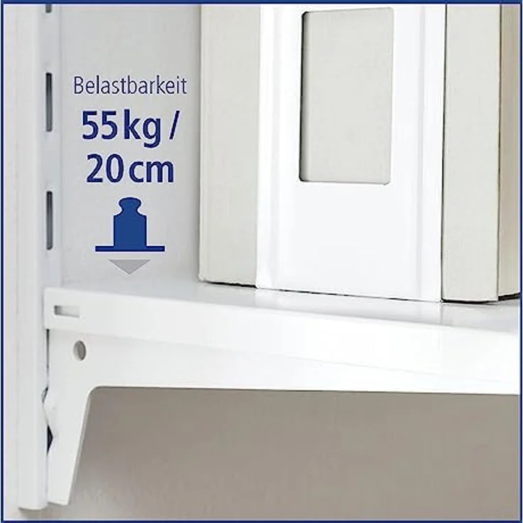 Element System Wandschiene 1-reihig, 2 Stück, 4 Abmessungen, 3 farben, Länge 150 cm für Regalsystem, Regalträger, Wandregal, weißaluminium, 10000-00034 – Bild 4