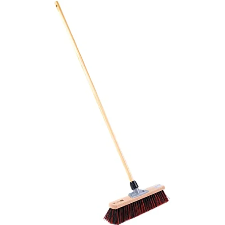 BawiTec Kehrset 40cm, ArengaMix-Borsten, Qualitäts Besen Set mit Holzgriff, inkl. Handfeger und Metall-Kehrblech, für außen – Bild 5